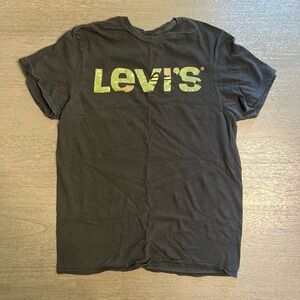 Levi's Black Tee with Green Camo Logo